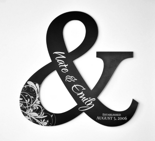 Personalized Ampersand 3D Word Art Wood Cutout 16x16