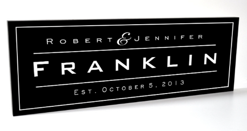 Personalized Carved Wood Family Name Sign With Block Design And Established Date