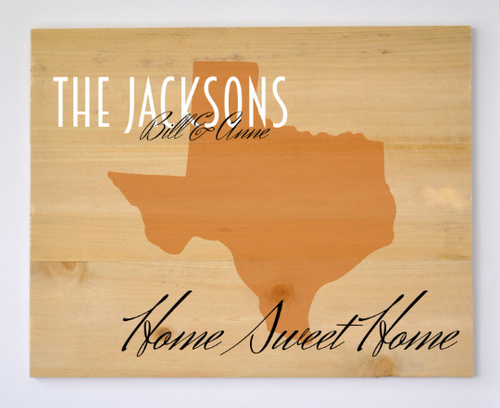 Personalized Printed Wood Family Name Sign With Established Date And State Shape 16x20