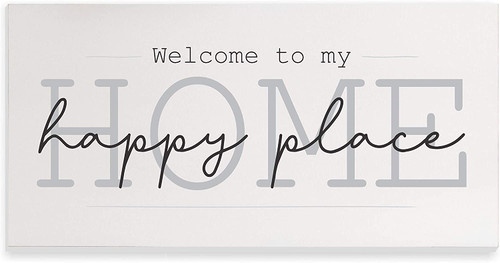 Welcome To My Home Happy Place Farmhouse Style Wood Wall Decor Sign