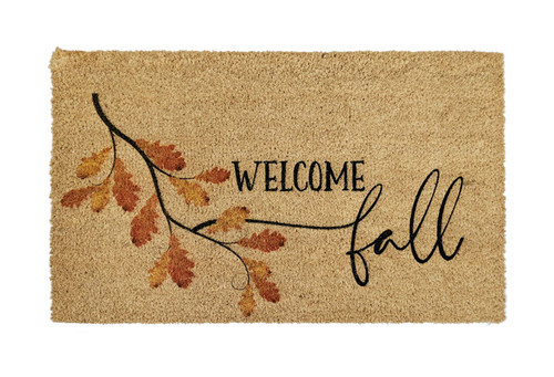 Welcome Fall Autumn Themed Coir Coconut Husk Doormat Door Mat 18x30 or 24x36