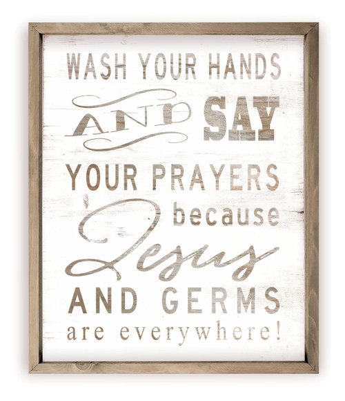 Wash Your Hands And Say Your Prayers Rustic Wood Farmhouse Wall Sign