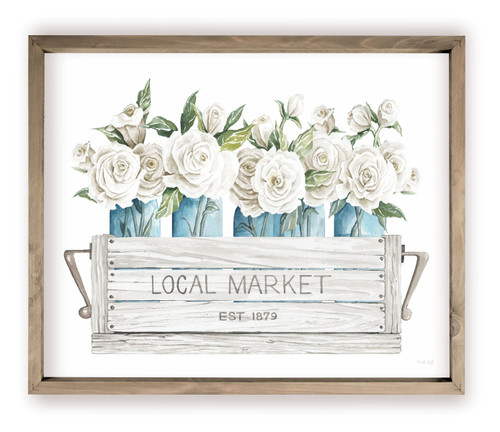 Flowers In Wooden Crate Rustic Wood Wall Sign
