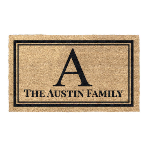 Personalized Monogram Initial Coir Coconut Husk Doormat 18x30 or 24x36
