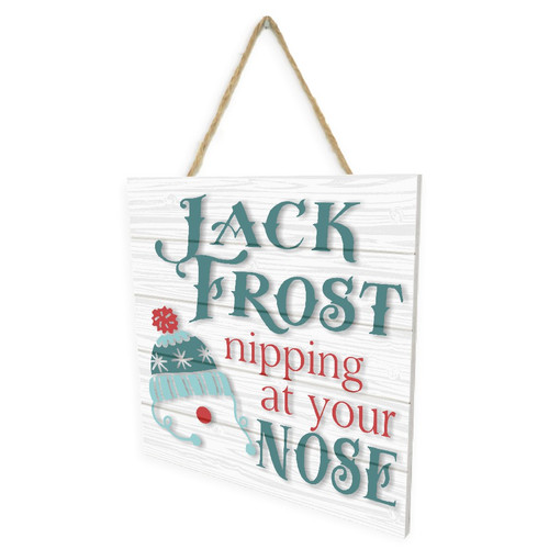 Jack Frost Nipping At Your Nose Wooden Plank Sign 7.5 x 7.5