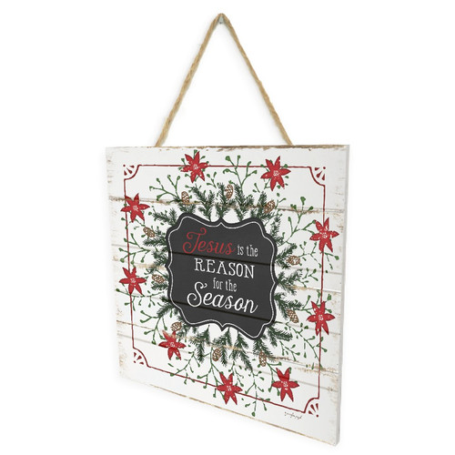 Jesus Is The Reason For The Season Wooden Plank Sign 7.5 x 7.5