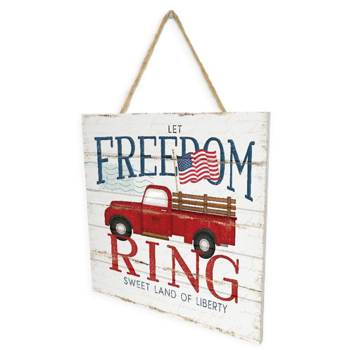 Let Freedom Ring Wooden Plank Sign 7.5 x 7.5