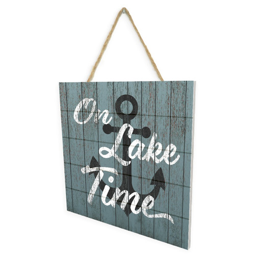 On Lake Time Wooden Plank Sign 7.5 x 7.5