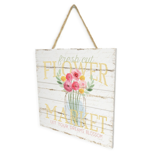 Fresh Cut Flower Market Wooden Plank Sign 7.5 x 7.5