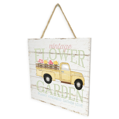 Vintage Flower Garden Wooden Plank Sign 7.5 x 7.5