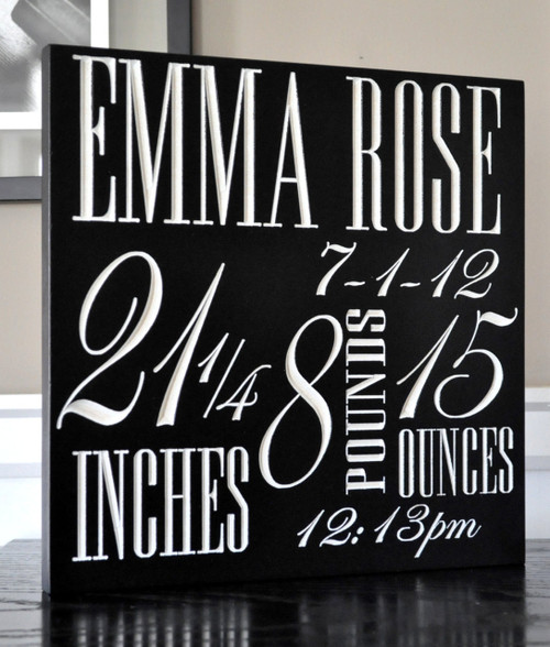 Personalized Carved Newborn Baby Name Sign 12x12