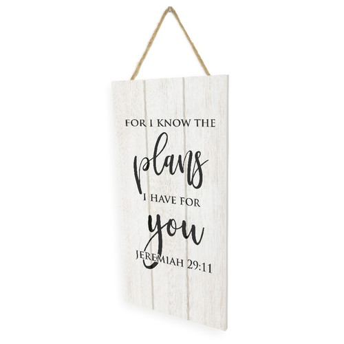 For I Know The Plans I Have For You (White) Wooden Plank Hanging Wall Decor Sign White Style 5x10