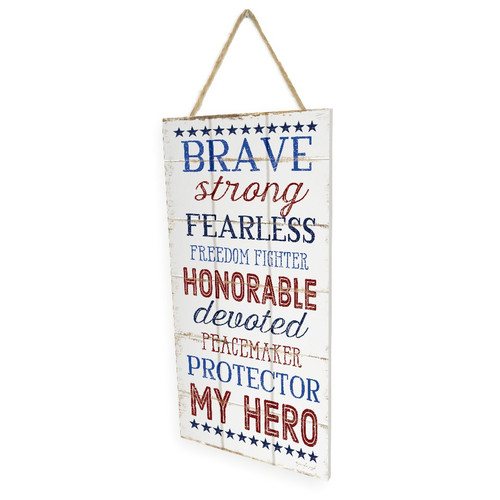 My Hero Wooden Plank Hanging Wall Decor Sign White Style 5x10