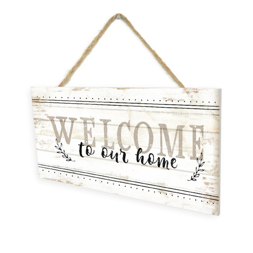 Welcome To Our Home Wooden Plank Hanging Wall Decor Sign Whitewash Wood Style 5x10