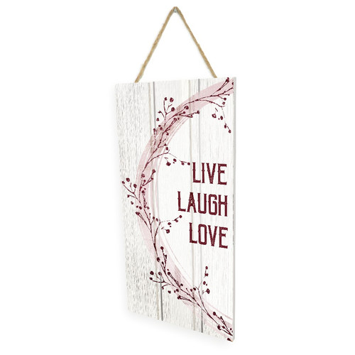 Live Laugh Love Wooden Plank Hanging Wall Decor Sign White Wood Style 5x10