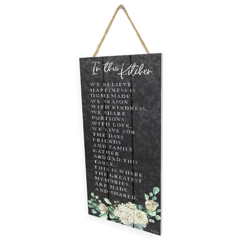 In This Kitchen Wooden Plank Hanging Wall Decor Sign Black Style 5x10