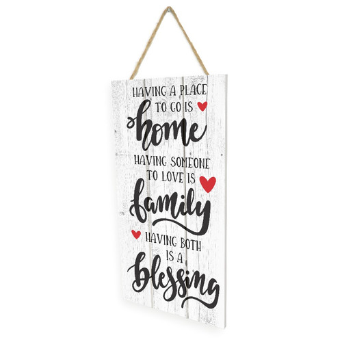 Having A Place To Go Is Home Wooden Plank Hanging Wall Decor Sign White Wood Style 5x10