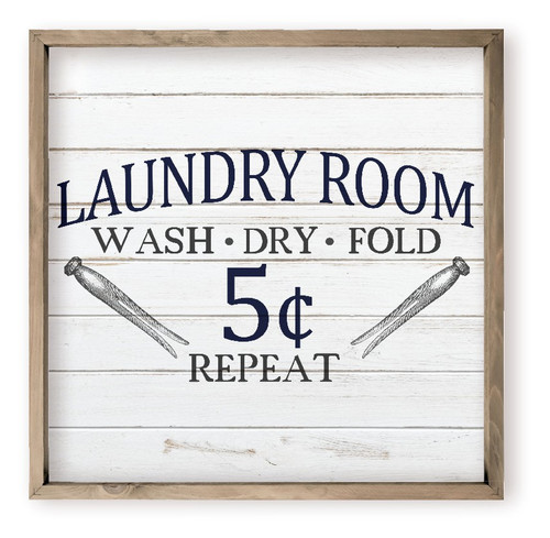 Laundry Room Wash Dry Fold Farmhouse Style Wood Wall Decor Sign