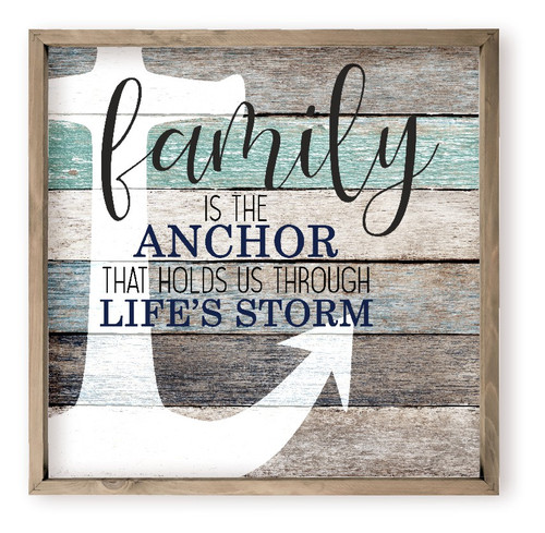 Family Is The Anchor Through Life's Storm Farmhouse Style Wood Wall Decor Sign