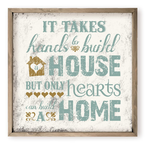 It Takes Hearts To Build A Home Farmhouse Style Wood Wall Decor Sign