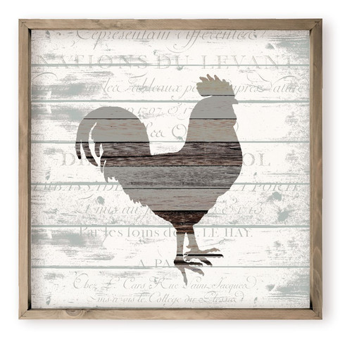Rooster Silhouette Farmhouse Style Wood Wall Decor Sign