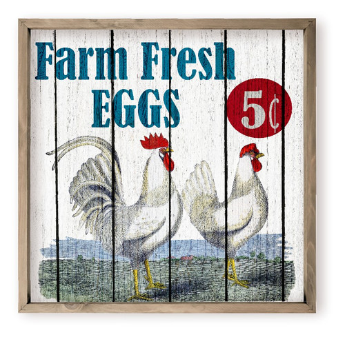 Farm Fresh Eggs Rooster Farmhouse Style Wood Wall Decor Sign