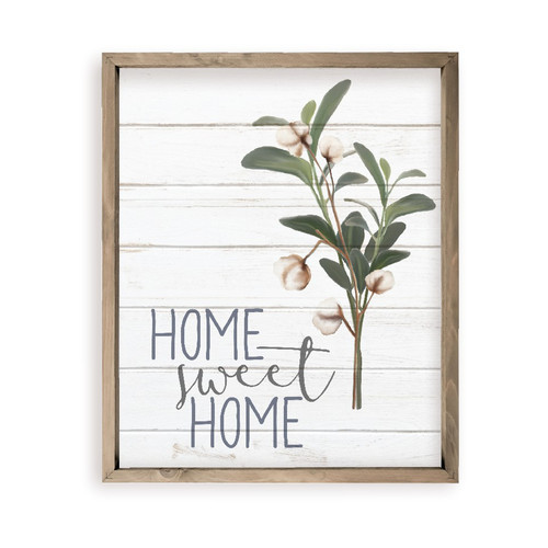 Home Sweet Home Cotton Floral Farmhouse Style Wood Wall Decor Sign
