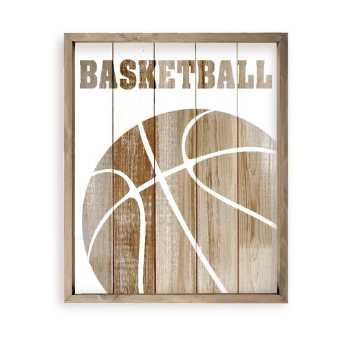 Basketball Wood Print Farmhouse Style Wood Wall Decor Sign