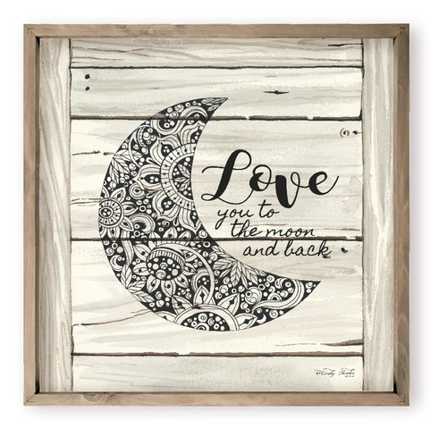 Love You To The Moon And Back Farmhouse Style Wood Plank Wall Decor Sign