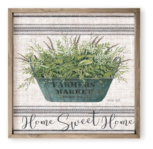 Home Sweet Home Flower Basket Farmhouse Style Wood Wall Decor Sign