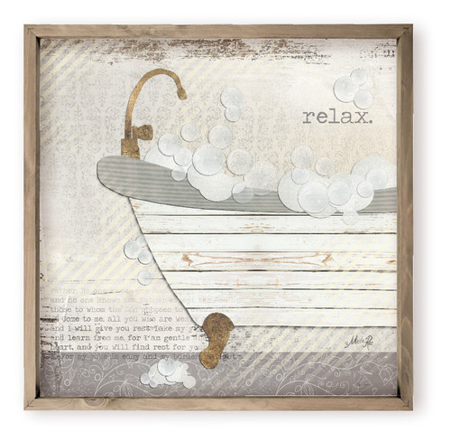 Relax Bubble Bath Bathroom Farmhouse Style Wood Wall Decor Sign
