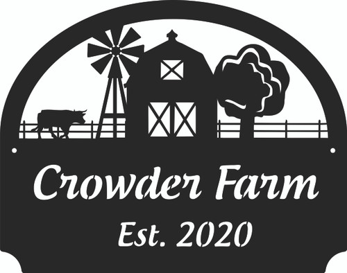 Personalized Metal Outdoor Address Sign With Barn Scene 13x16