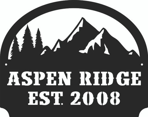 Personalized Metal Outdoor Address Sign With Mountain Scene 13x16