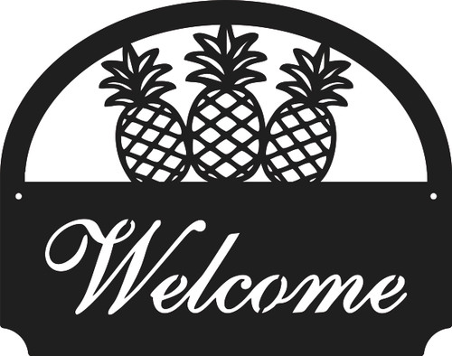 Personalized Metal Outdoor Address Sign With Pineapple Scene 13x16