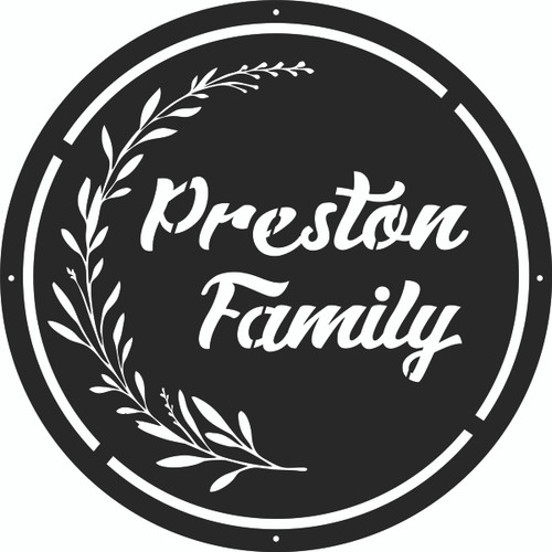 Personalized Round Vine Metal Outdoor Address Family Name Sign