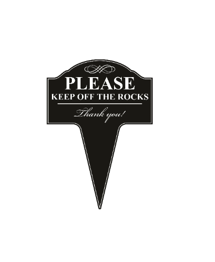 Please Keep Off The Rocks Aluminum Yard Sign 10x14 (Available in English or Spanish)