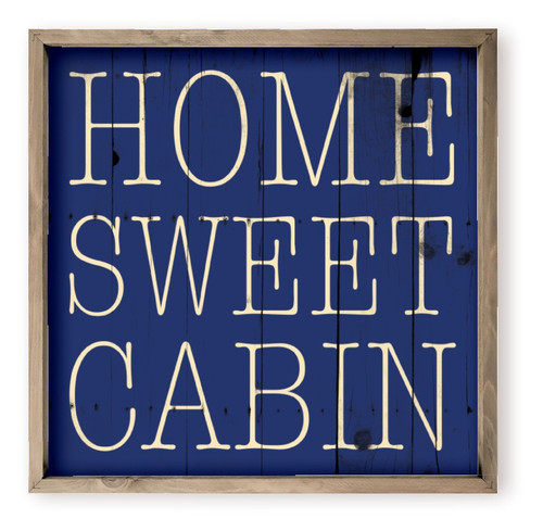 Home Sweet Cabin Blue Farmhouse Style Wood Wall Decor Sign