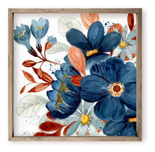 Watercolor Floral With Bold Colors Farmhouse Style Wood Wall Decor Sign