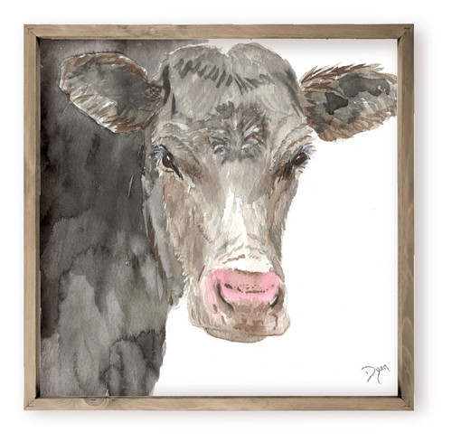 Watercolor Cow Painting Farmhouse Style Wood Wall Decor Sign