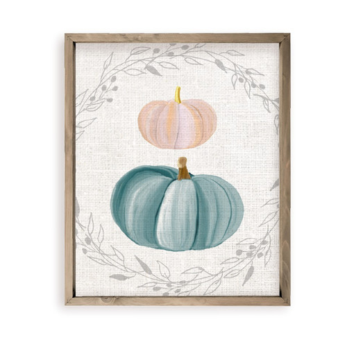 Pastel Pumpkins With Wreath Farmhouse Style Wood Wall Decor Sign