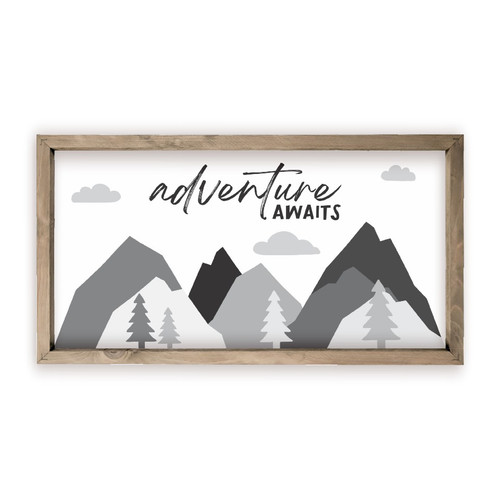 Adventure Awaits Rustic Farmhouse Style Wood Wall Decor Sign