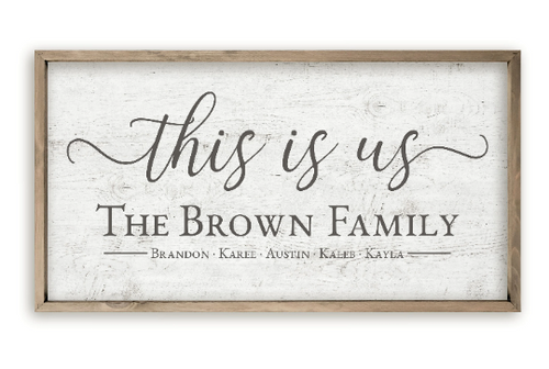 Personalized Printed Family Name Sign This Is Us (Framed)