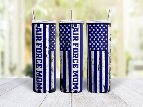 20oz Skinny Tumbler Air Force Mom - Stainless Steel Double Wall Insulated Cup With Lid And Straw