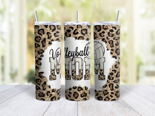 20oz Skinny Tumbler Volleyball Mom - Stainless Steel Double Wall Insulated Cup With Lid And Straw