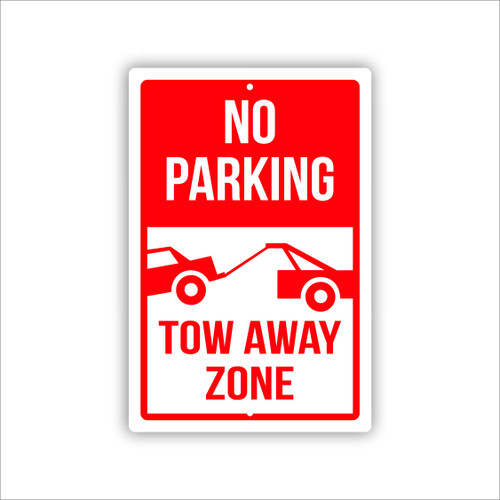 No Parking Tow Away Zone (red) Aluminum Sign 8x12