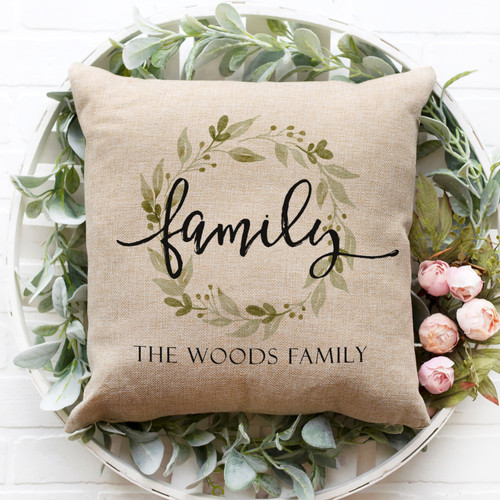16x16 Personalized Family Name Throw Pillow - Custom Cushion Cover for Home Decor and Gift