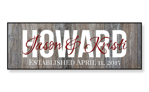 Personalized Family Name Sign with Weathered Wood Background
