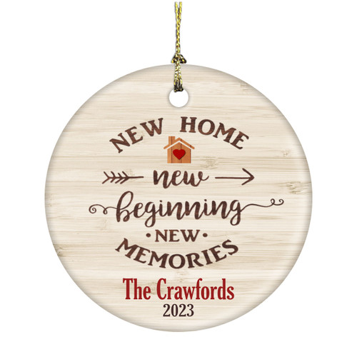 New Home New Beginning Personalized Ornament 3 Inch Ceramic Christmas Ornament With Gift Box