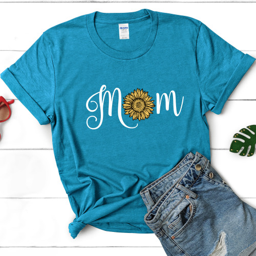 Mom With Sunflower Women's T-Shirt - Mother's Day Gift - Available In 8 Colors