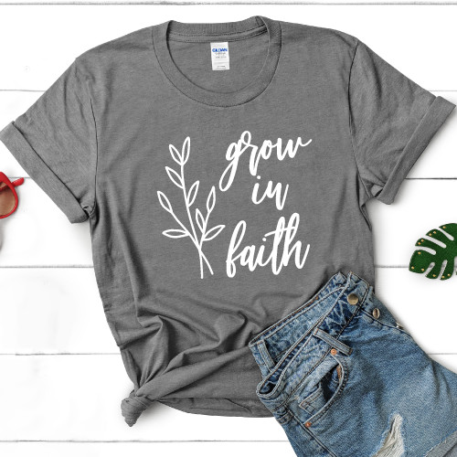 Grow In Faith Soft Cotton T-Shirt - Inspirational Tee For Spiritual Growth